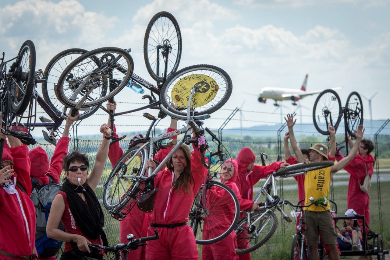 Protests against Vienna Airport expansion, Austria.