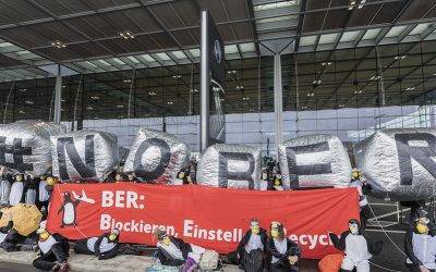 Hundreds of Penguin Climate Activists Block Berlin Airport BER Opening