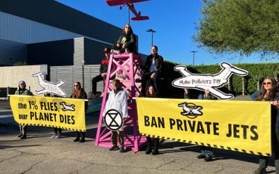 International actions at 11 private airports to demand a ban on private jets