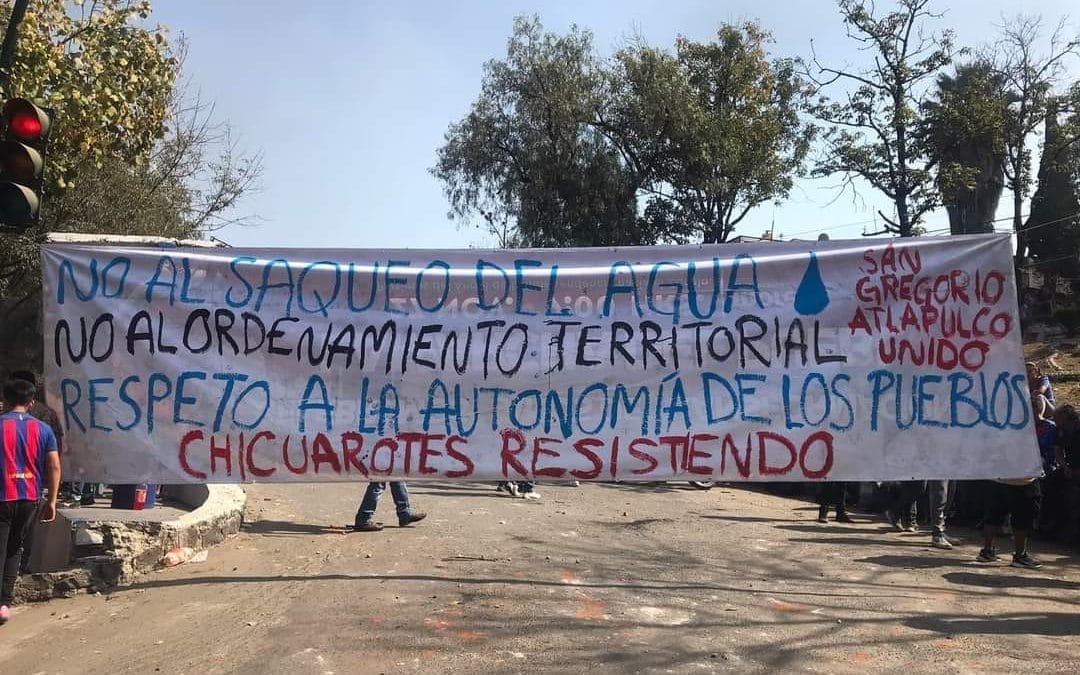 Solidarity against repression in San Gregorio Atlapulco, Xochimilco, Mexico