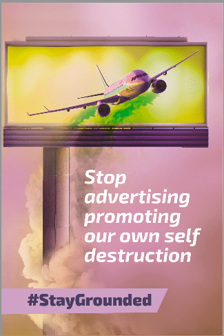 A sharepic of a photo from last year's action week against airline advertising and text about the upcoming webinar