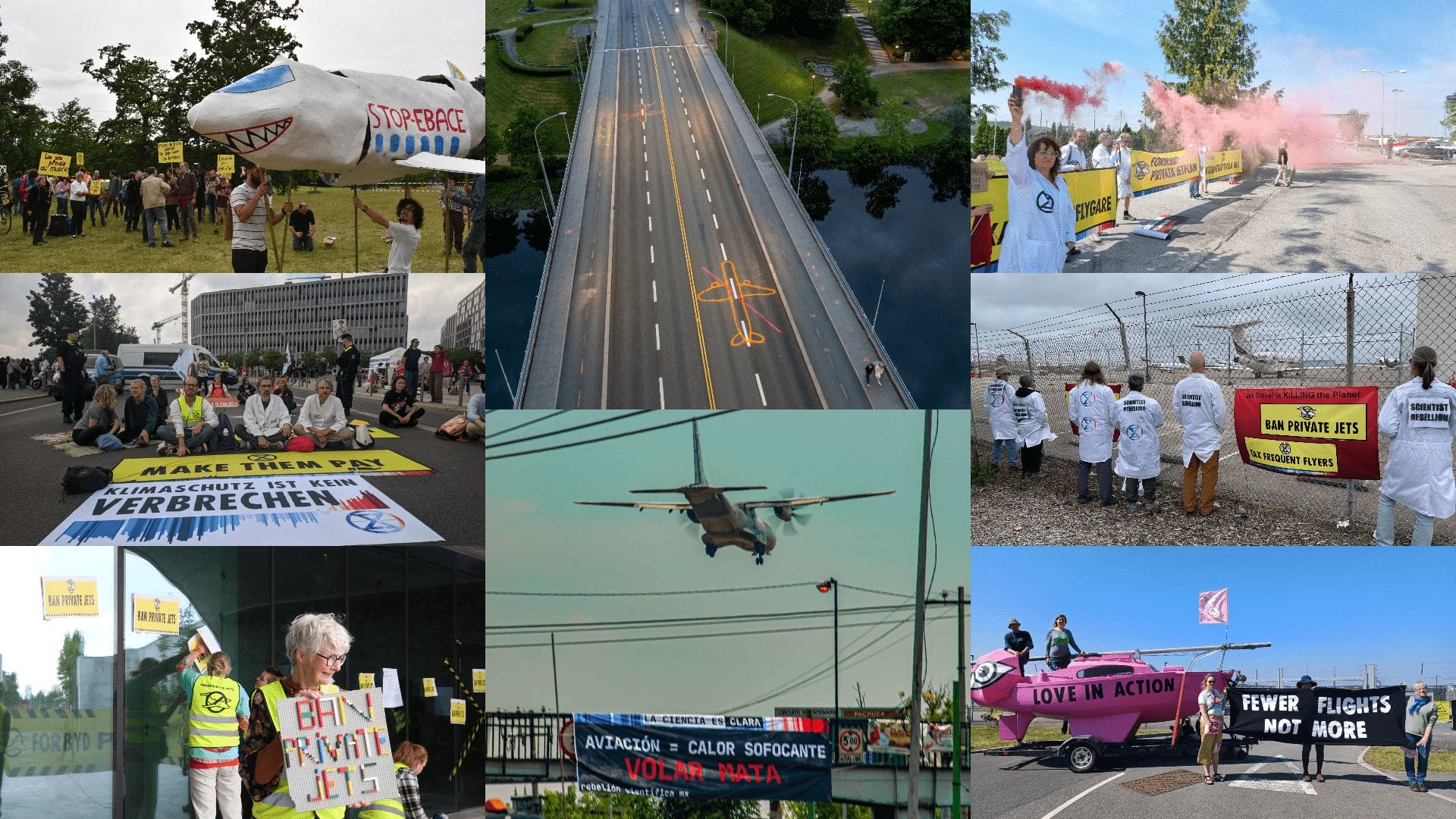 Actions took place across 8 countries, to ban private jets