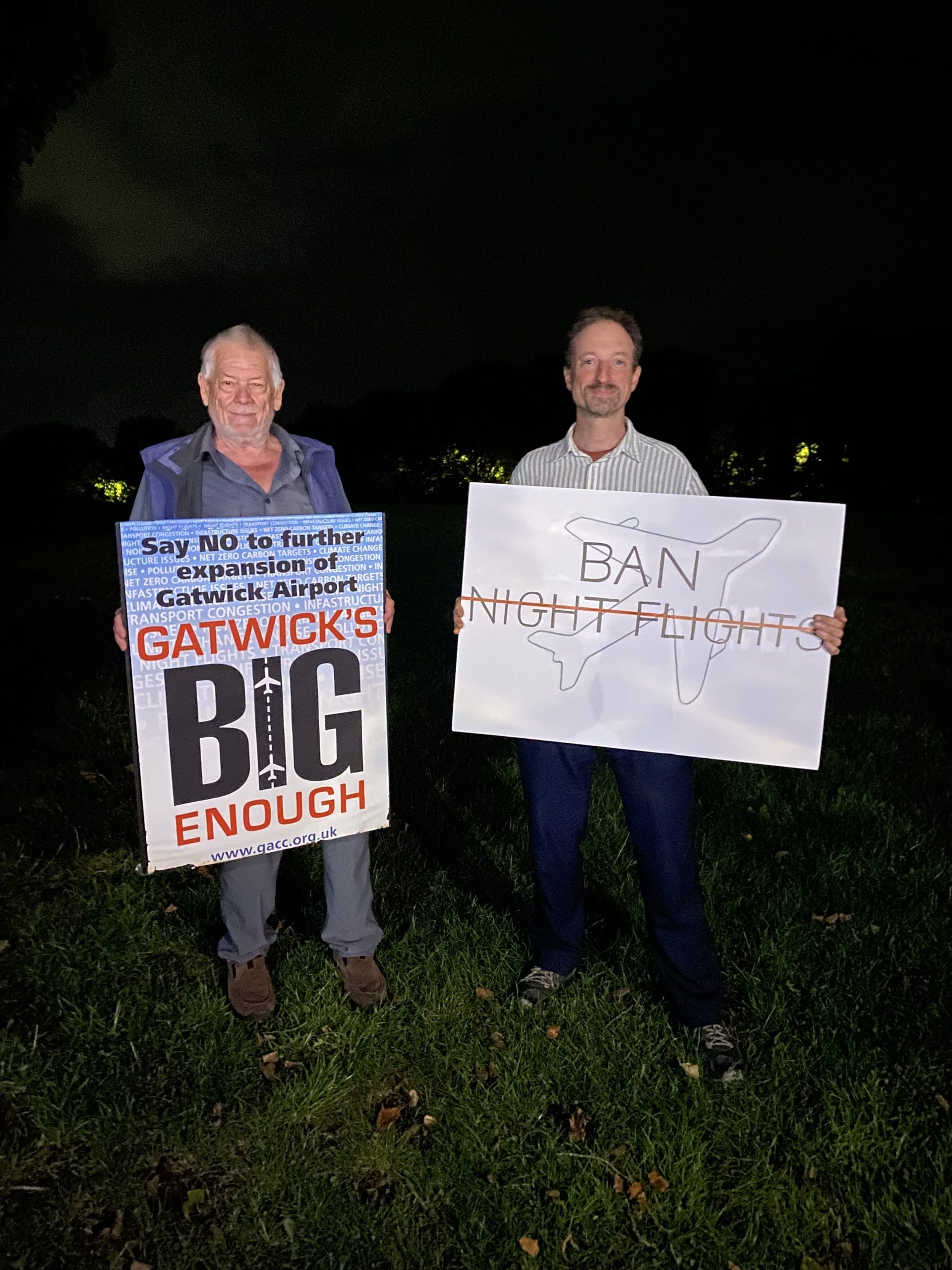 Action on the international day for the ban of night flights in Gatwick.